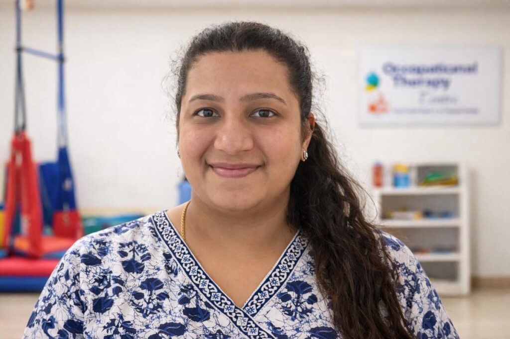 Dr Henna occupational therapist providing therapy for children and adults in clinic setting