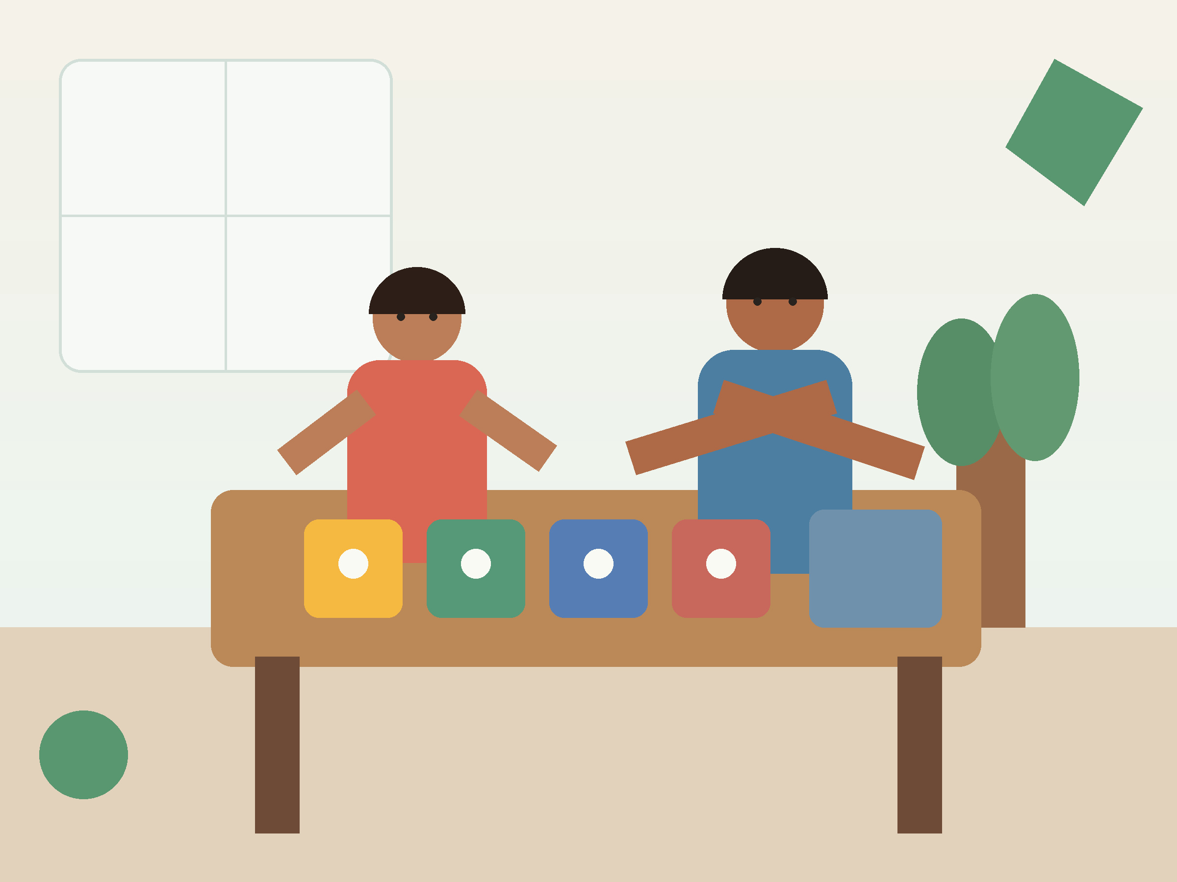 Parent and child following a picture-based school morning routine