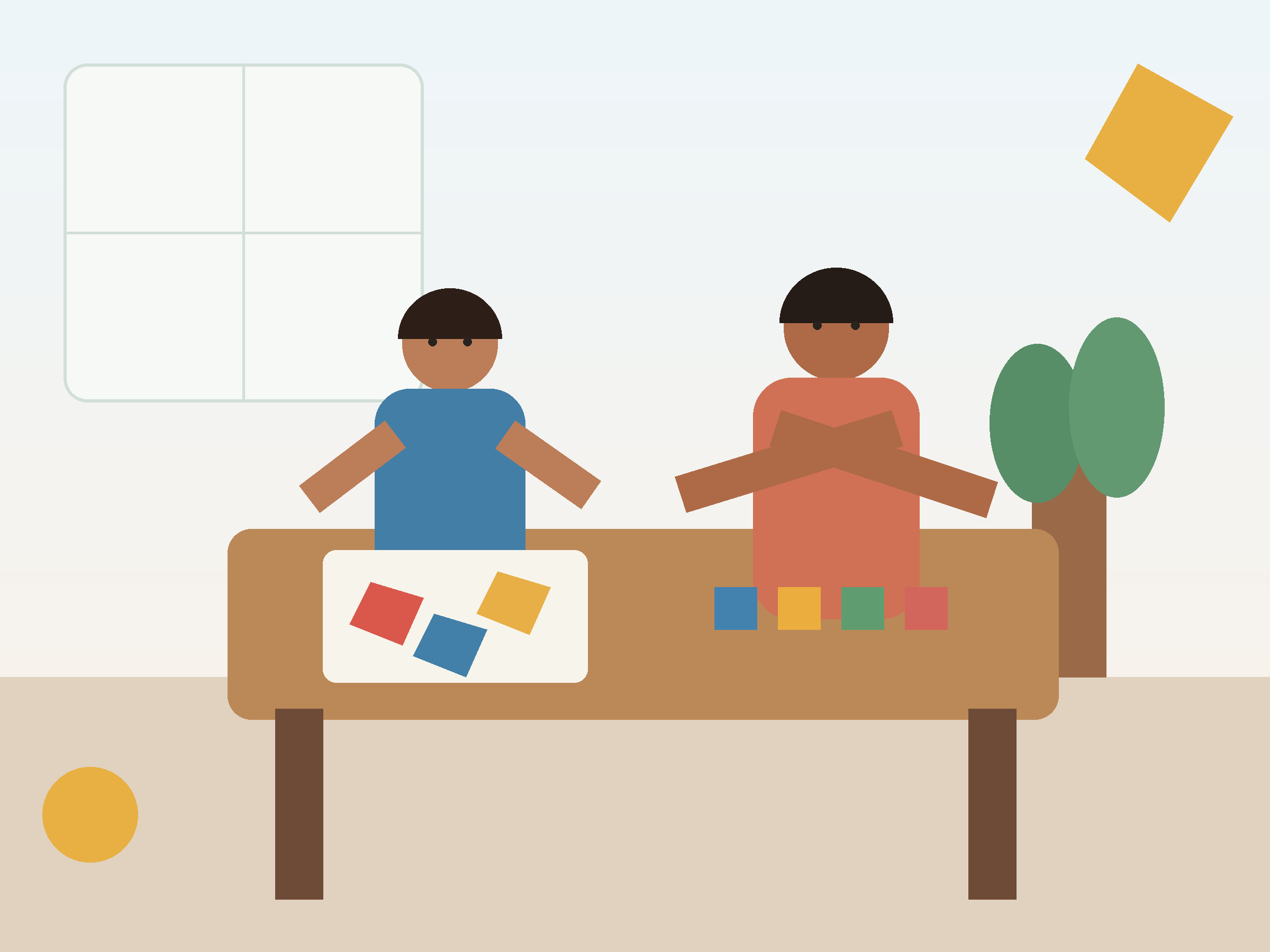 Child completing a visual-motor copying activity with an occupational therapist